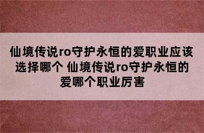 仙境传说ro守护永恒的爱职业应该选择哪个 仙境传说ro守护永恒的爱哪个职业厉害